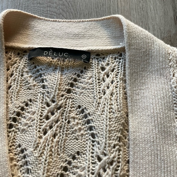 deluc hydra beige khaki knitted button front v neck cardigan sweater size XS - Picture 5 of 5